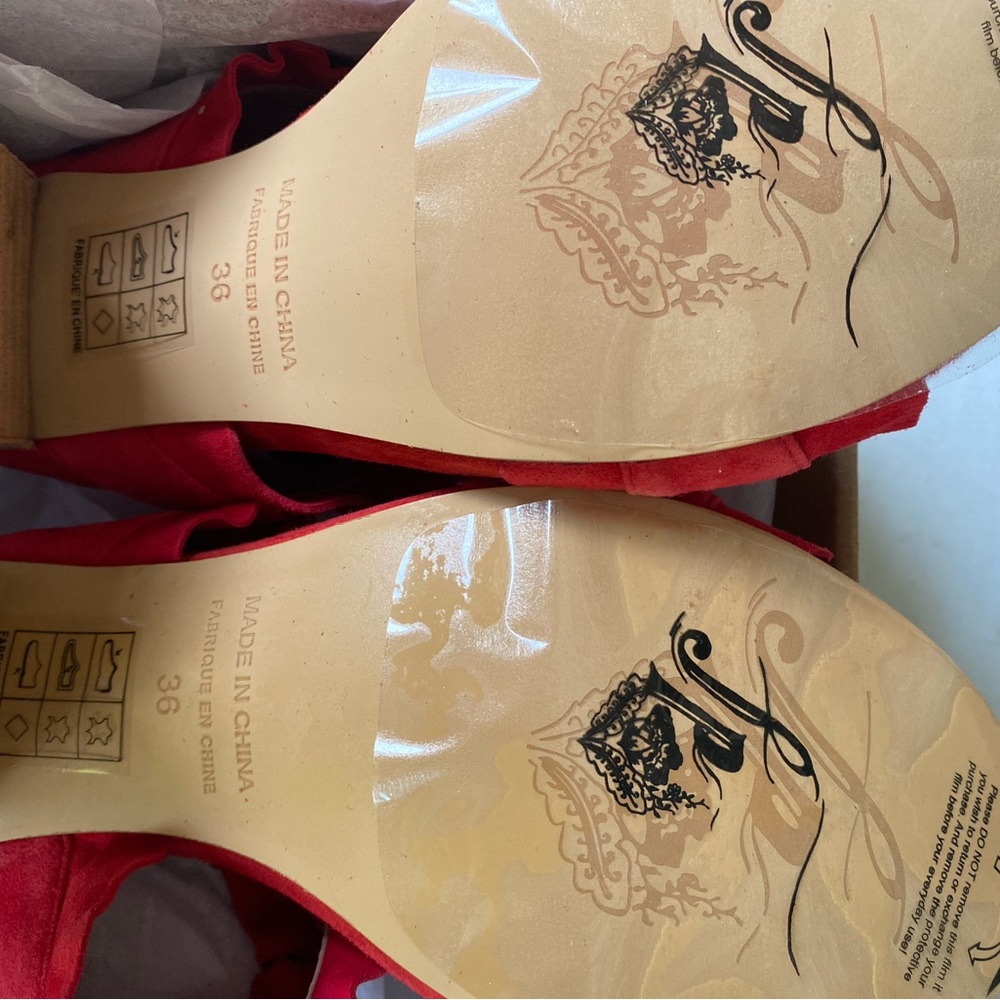 NIB Free People Rosie red suede heels size 36(US 6) - Picture 5 of 7
